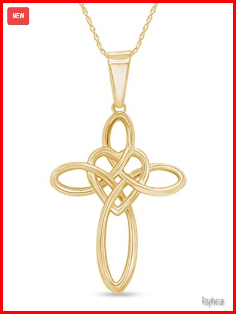 Celtic Knot Cross Infinity Heart Pendant Necklace 18in Rope Chain 925 Sterling
